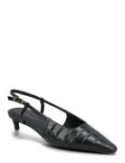 Tommy Hilfiger Croc Slingback Slanted Heel Svart