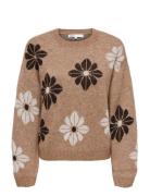 ONLY Onlfreesia Ls Flower O-Neck Knt Noos Beige