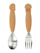 D By Deer Easy-Grip Spoon & Fork Set Sea Friends Mustard Gul