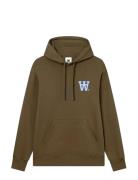 WOOD WOOD Wwcass Aa Chest Print Hoodie Khaki Green