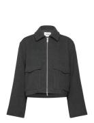 Monki Boxy Twill Jacket Grå