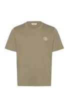 Selected Slhreg-Salz Emb Ss O-Neck Tee Khaki Green