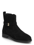 Tommy Hilfiger Th Buckle Riding Suede Bootie Svart