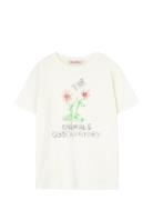 THE ANIMALS OBSERVATORY Flowers White Rooster T-Shirt Kräm