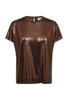 MOS MOSH Mmnivola O-Neck Metallic Tee Brun