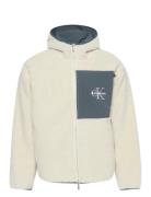 Calvin Klein Jeans Sherpa Funnel Neck Full Zip Hood Kräm