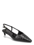 Tommy Hilfiger Croc Slingback Slanted Heel Svart