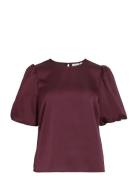 Vila Viellette 2/4 Satin Puff Top - Noos Burgundy