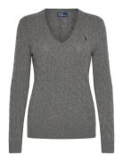 Polo Ralph Lauren Cable-Knit Wool-Cashmere V-Neck Sweater Grå