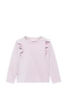 Mango Frills Cotton T-Shirt Lila
