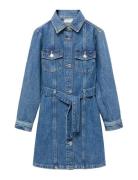 Mango Short Denim Dress Blå