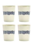 Serax Tea Cup 33Cl White-Stripes Blue Feast By Ottolenghi Set/4 Vit