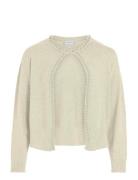Vila Vizafina L/S O-Neck Pearl Knit Cardigan Kräm
