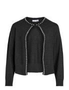 Vila Vizafina L/S O-Neck Pearl Knit Cardi/1 Svart