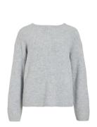 Vila Viretta O-Neck L/S Knit Bow Top/Ln Grå