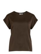 Vila Viellette S/S Satin Top - Noos Brun