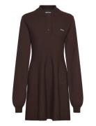ROTATE Birger Christensen Slinky Knit Polo Dress Brun