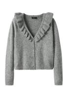 LMTD Nlfreave Ls Flounce Knit Cardigan Grå