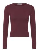 Mango Long-Sleeved Fine-Knit Sweater Burgundy