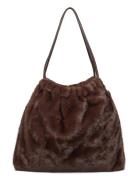 Mango Faux-Fur Shoulder Bag Brun