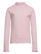 Mango Scalloped Hem Striped T-Shirt Rosa