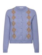 Mango Argyle Pattern Knit Cardigan Blå