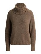 Lauren Ralph Lauren Buckle-Trim Mélange Turtleneck Sweater Brun