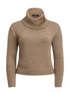Lauren Ralph Lauren Buckle-Trim Mélange Turtleneck Sweater Beige