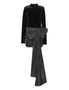 ROTATE Birger Christensen Velvet Bow Mini Dress Svart