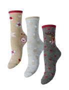 Pieces Pcjingle Xmas Glitter Socks 3-Pack Bc Multi/patterned