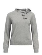 Object Objthess L/S Re Bow Knit Pullover Noos Grå