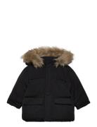 Mango Puffer Coat With Fur-Effect Hood Svart