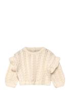 Mango Ruffle Knitted Sweater Kräm