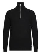 Lindbergh Lambswool Half Zip Knit Over Co Svart