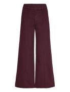 Mango High-Waisted Wide-Leg Jeans With Stitching Burgundy
