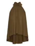 Mango Halter Top With Bow Khaki Green