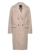 Mango Double-Breasted Midi Coat Beige