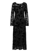 Mango Floral Jacquard Dress With Bell Sleeves Svart
