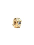 Pandora Disney Mickey And Minnie Mouse 14K Gold-Plated Clip With Clear...
