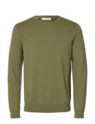 Selected Slhberg Crew Neck Noos Khaki Green