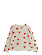 Mini Rodini Hearts Aop Velour Top Kräm