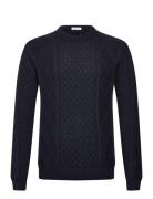 Knowledge Cotton Apparel Organic Cotton Cable Knit - Regener Marinblå