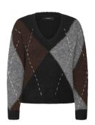 Vero Moda Vmbliss Ls V-Neck Handstitch Pullover Ga Svart