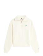 Tommy Hilfiger Th Script Half Zip Terry Swtshrt Kräm