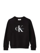 Calvin Klein Ck Monogram Terry Cn Sweatshirt Svart