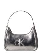Calvin Klein Bold Ck Metallic Shoulder Bag Silver
