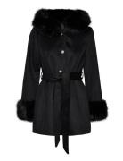 Bubbleroom Hooded Wool Blend Coat Svart