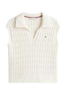 Tommy Hilfiger Co Cable Mid Gg Open Polo Vest Vit