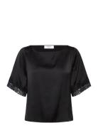 Rosemunde Rwsatina Ss Lace Boatneck Blouse Svart