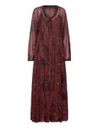 Mango Paisley-Print Over D Dress Burgundy